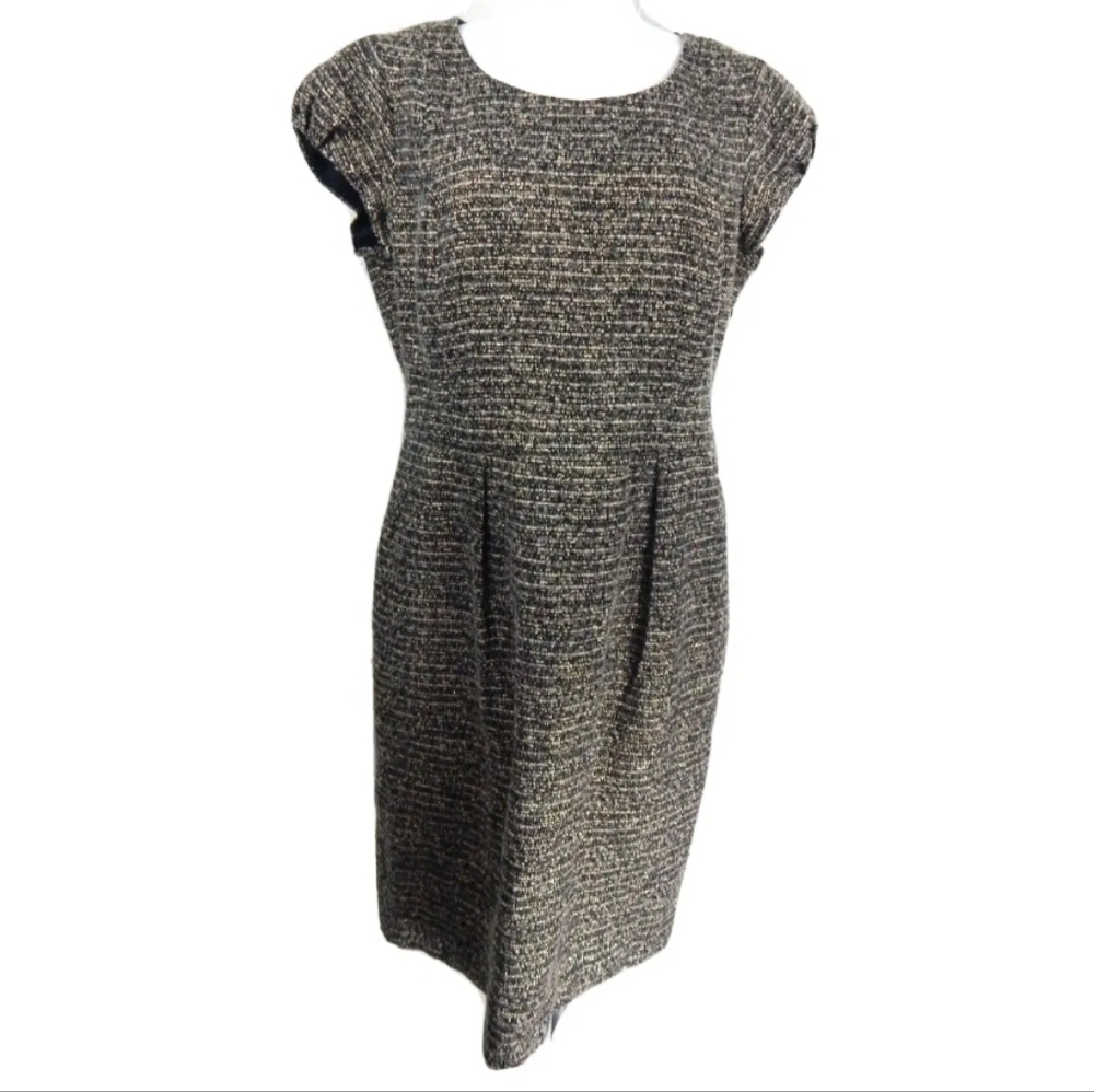 Boden Black and Gold Tweed Sheath Dress